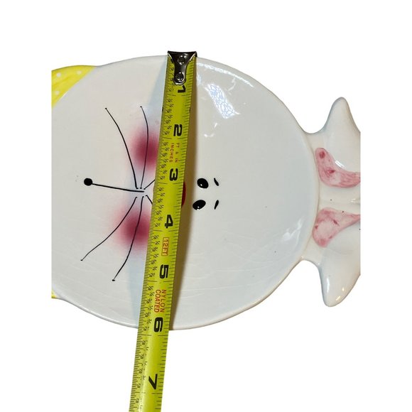 K-Mart Easter Bunny Rabbit Snack/ Treat Plate Yellow Scarf Vintage - Picture 9 of 9